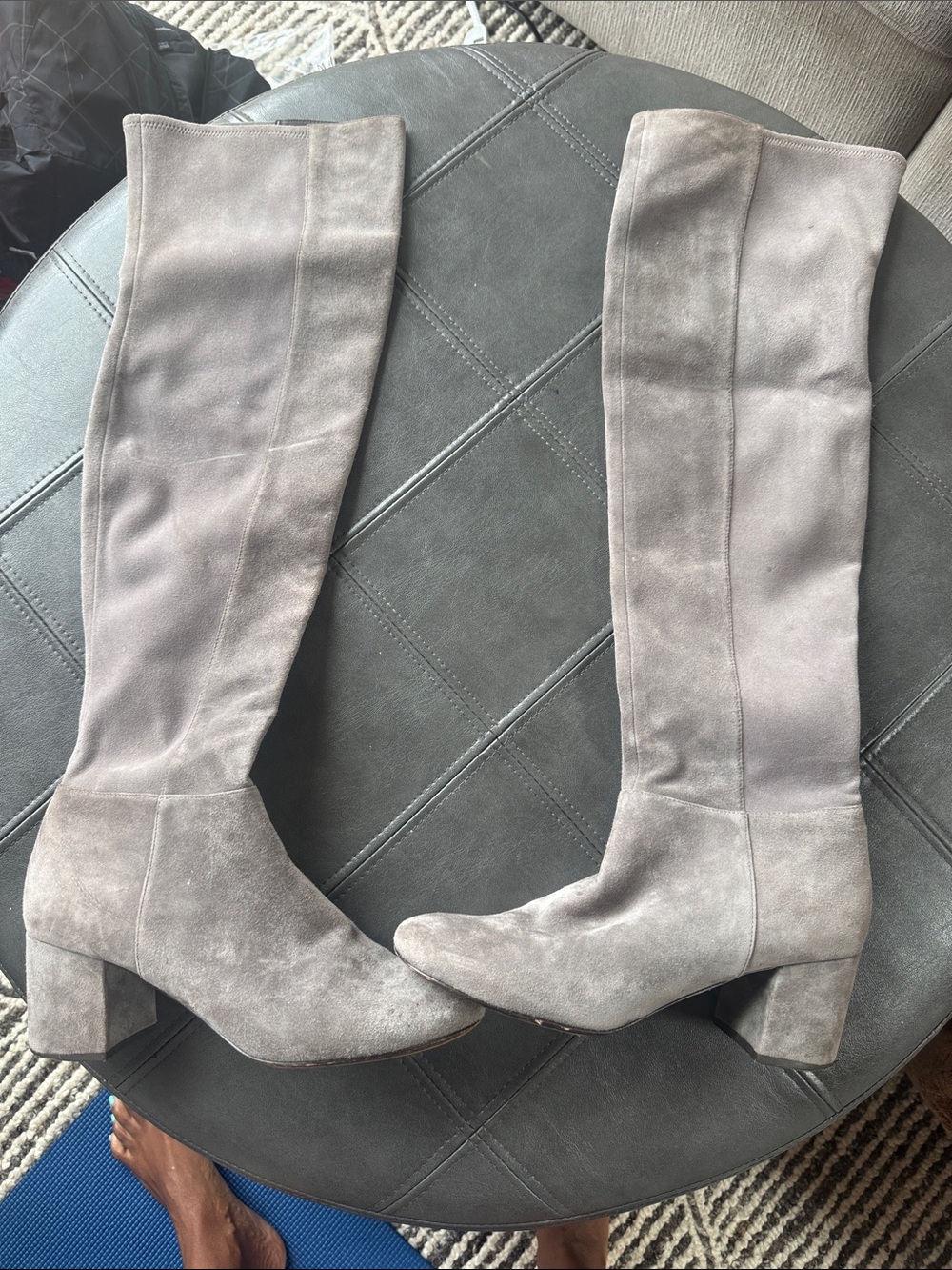 Cole Haan Gray Suede Over-the-Knee Block Heel Boots